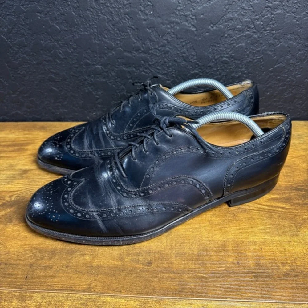 Johnston & Murphy Aristocraft‎ 24-8555 Black Leather Wingtip Oxford Mens 10.5 N